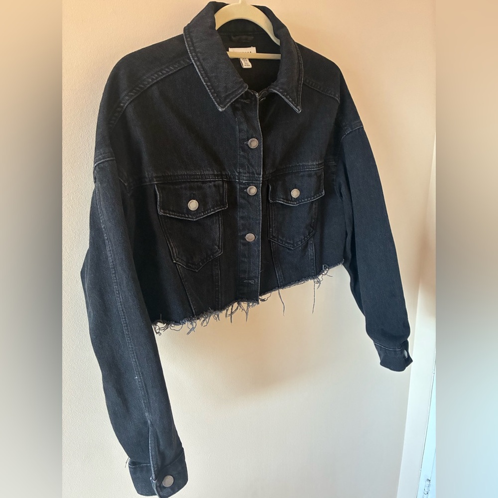 Topshop black cropped denim jacket